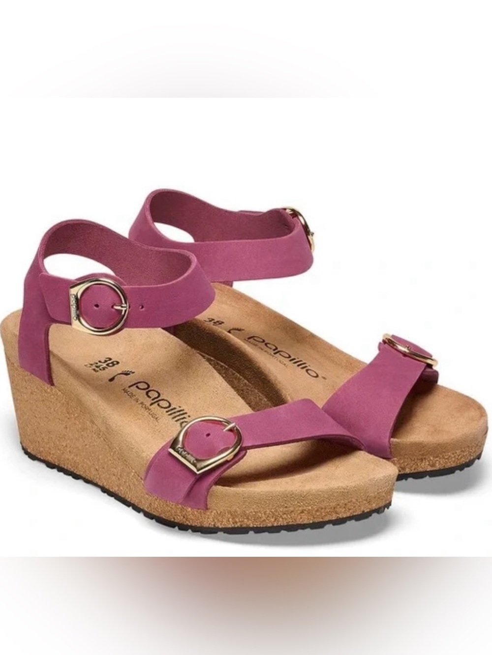 Birkenstock 💅🌴 Papillio Soley Ring Buckle Wedge Pink Ankle Strap 36 37 38 39 40 - Picture 2 of 14